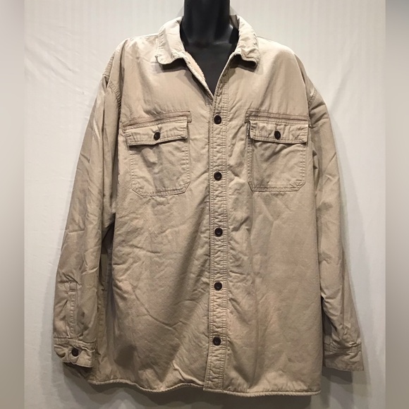 Levis Mens Fleece Lined Shirt Jacket Size 3XL Canvas Chore Barn Shacket Grunge - Picture 5 of 16